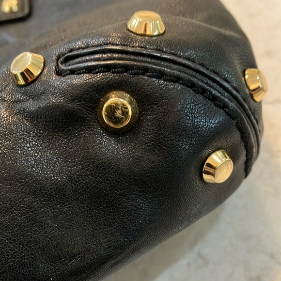 Beautiful Michael Kors Black Leather & Gold Studded Satchel Bag w/ Dustbag- EUC - Picture 4 of 12